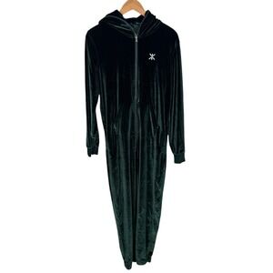 Onepiece Original Velour Jumpsuit Unisex Green Size Small Hoodie Pockets Comfort